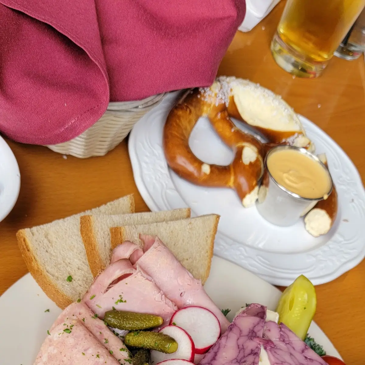 Cold Cut Appetizer and Bavarian Pretzel