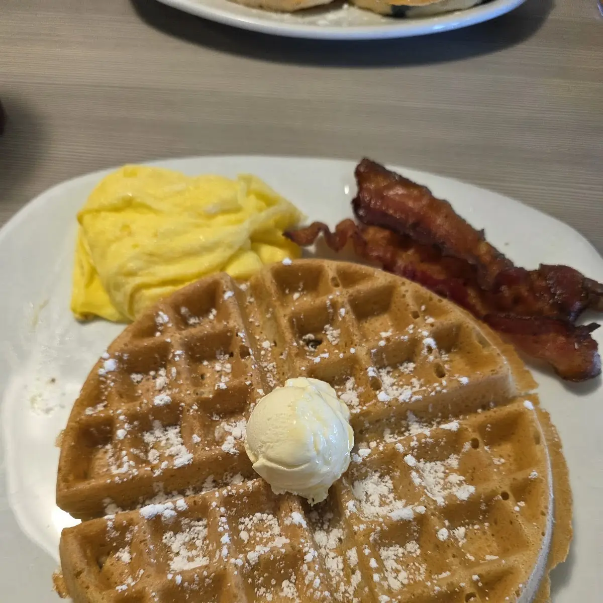 Waffle Scrambled Eggs and Bacon