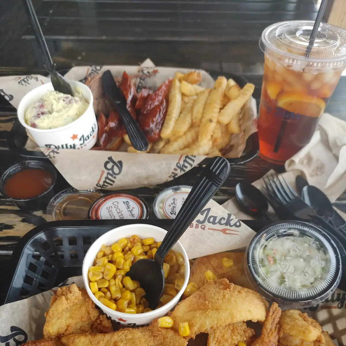 Fried Shrimp Basket with Potato Salad
