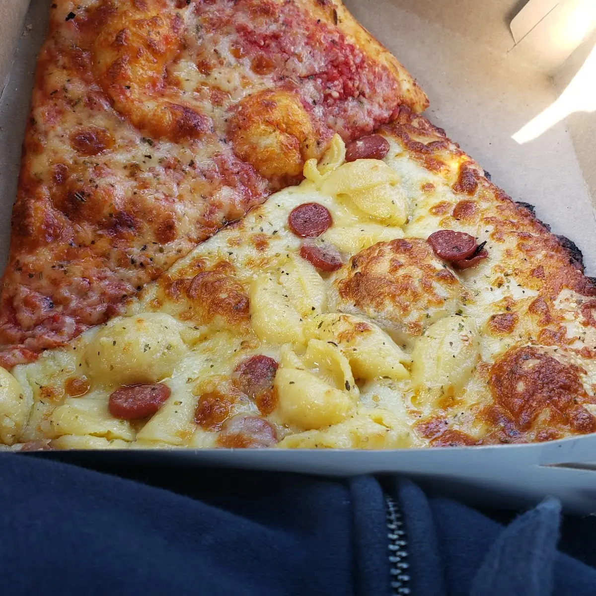 Hot Dog and Mac N Cheese Pizza