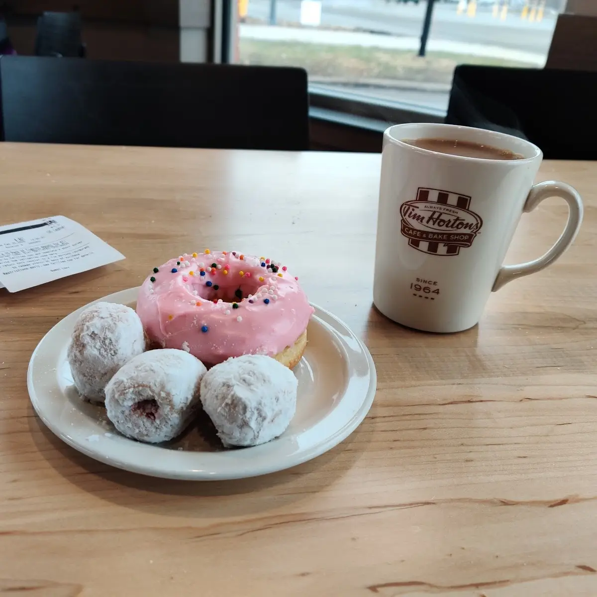 Strawberry Glazed Donut and Raspberry Filled Timbits