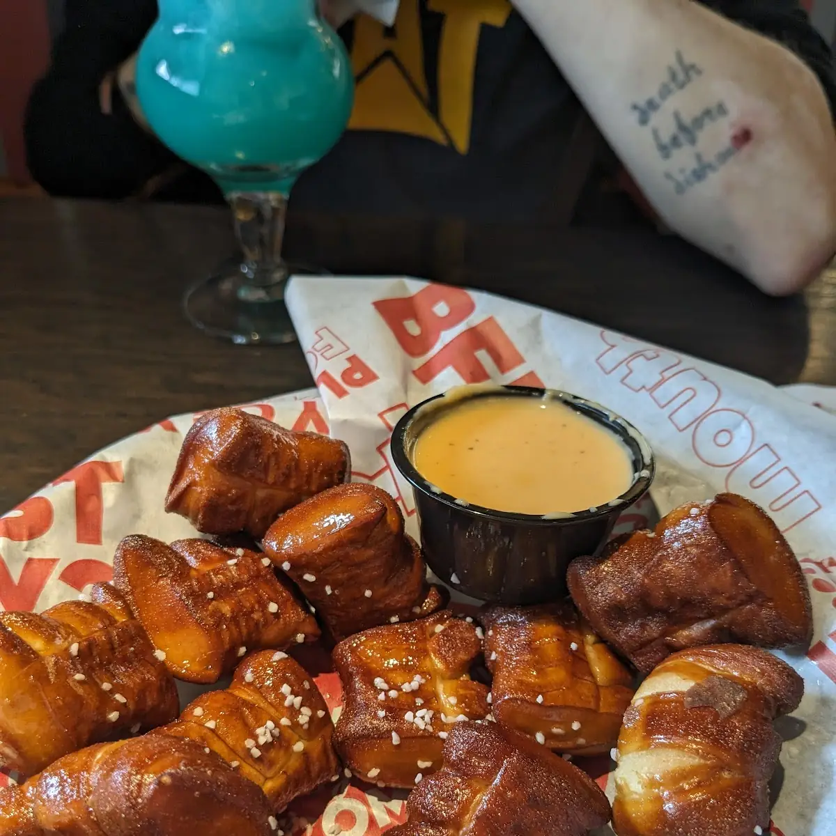 Warm Pretzels with Cheese Sauce
