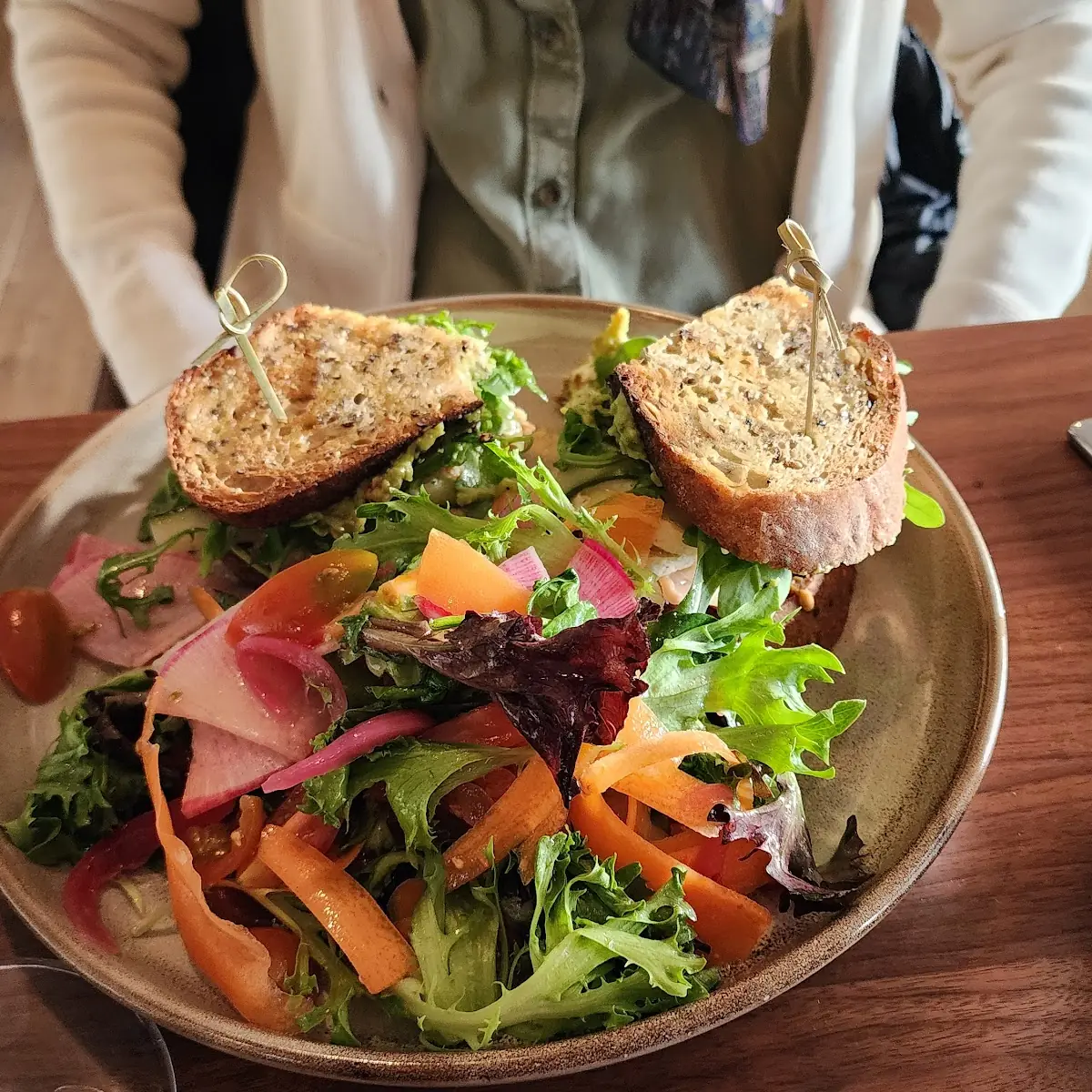 Salmon Sandwich with Side Salad