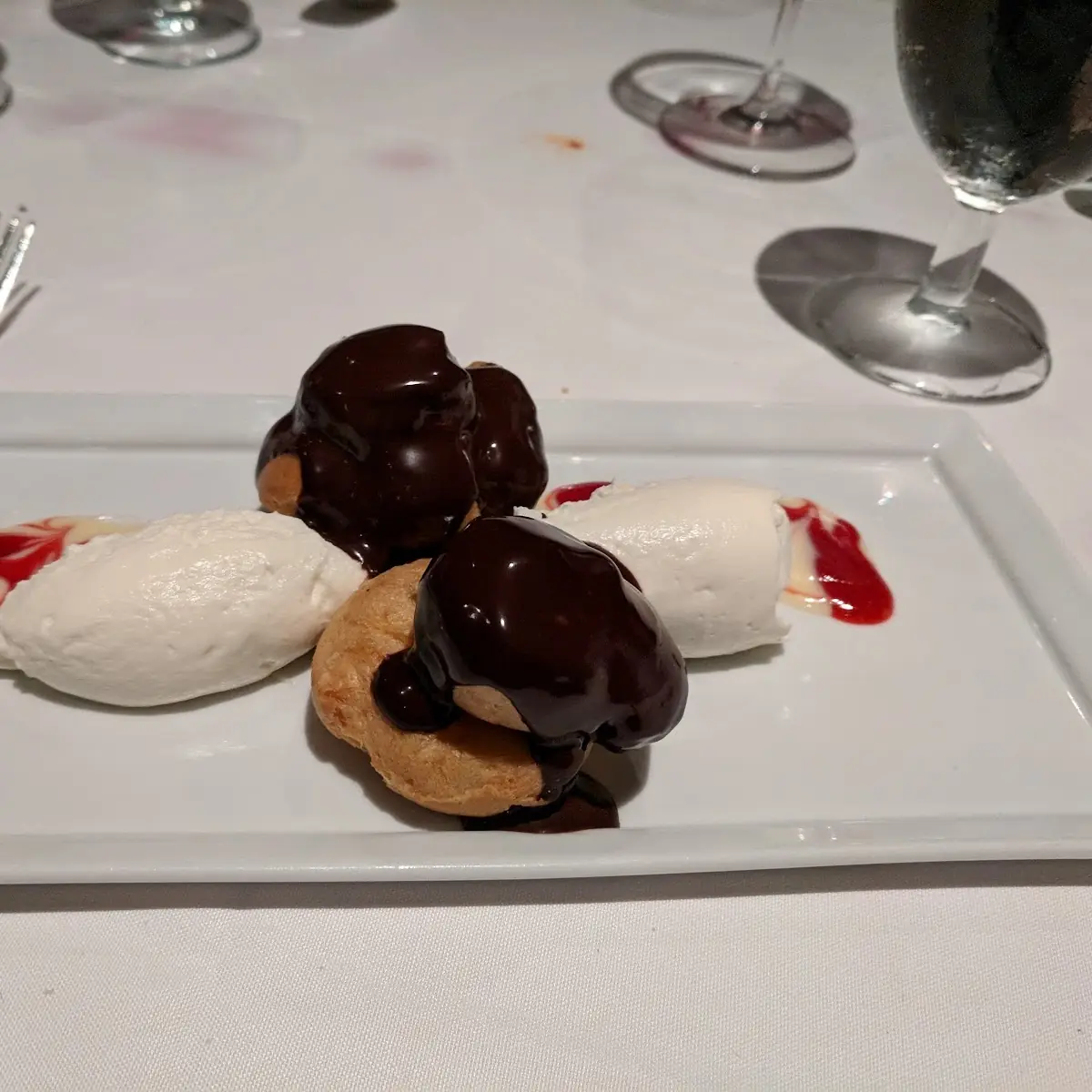 Chocolate Profiteroles with Vanilla Ice Cream