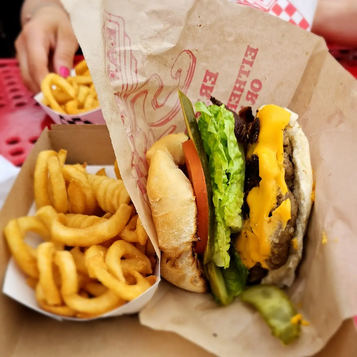 Bacon Cheeseburger with Curly Fries
