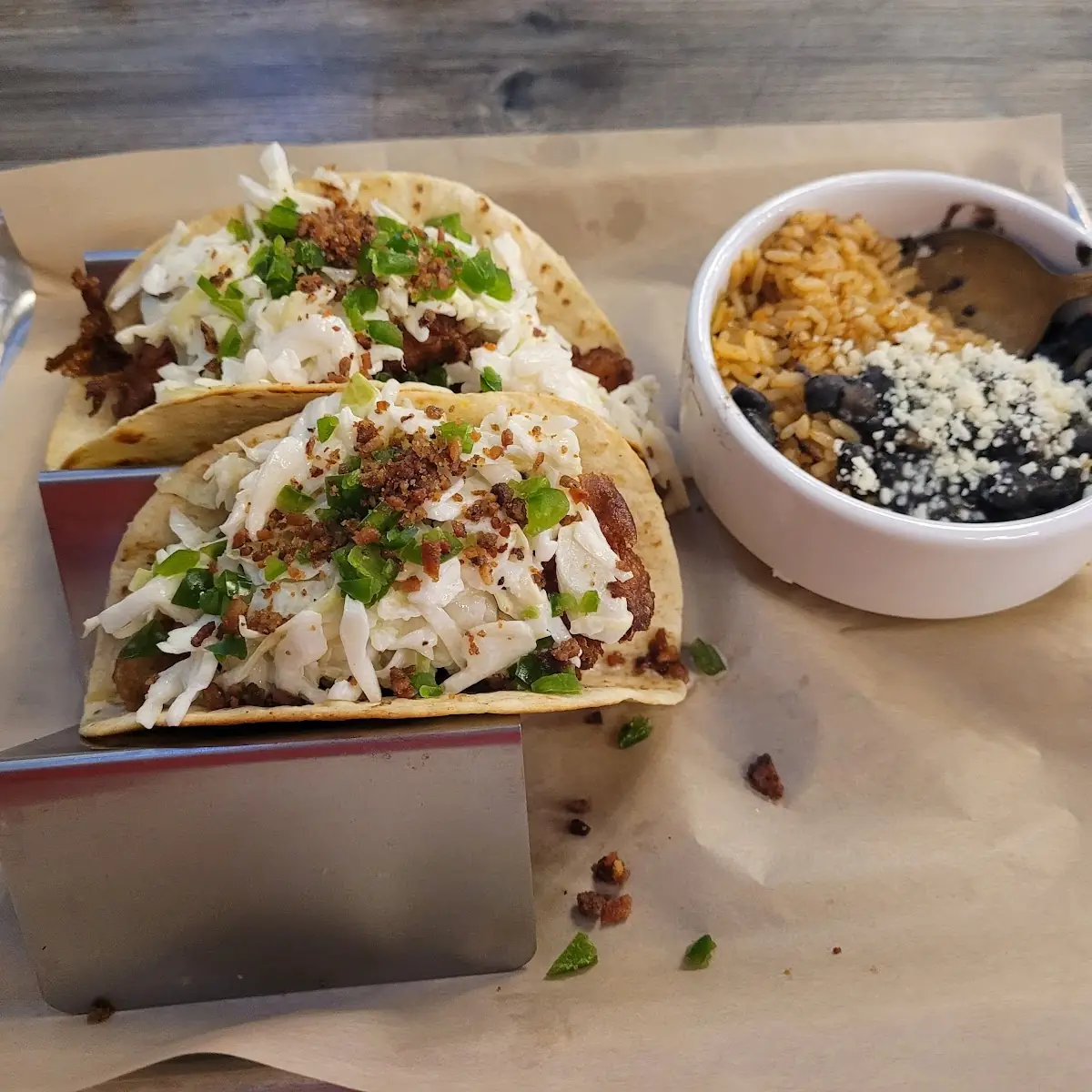 Chicken Tacos with Rice and Black Beans