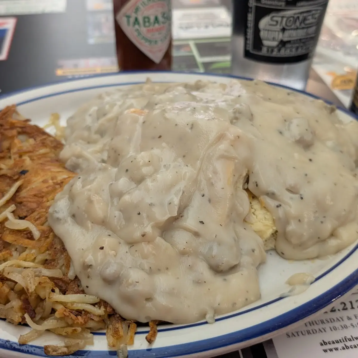 Biscuits and Gravy with Hash Browns