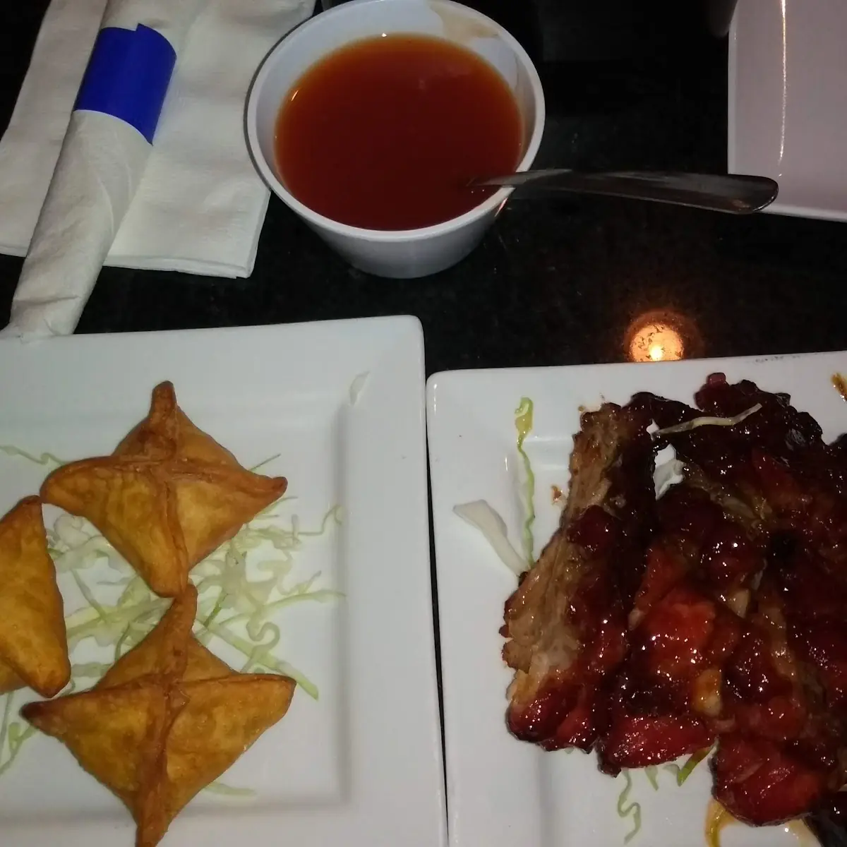 Crab Rangoon and BBQ Ribs