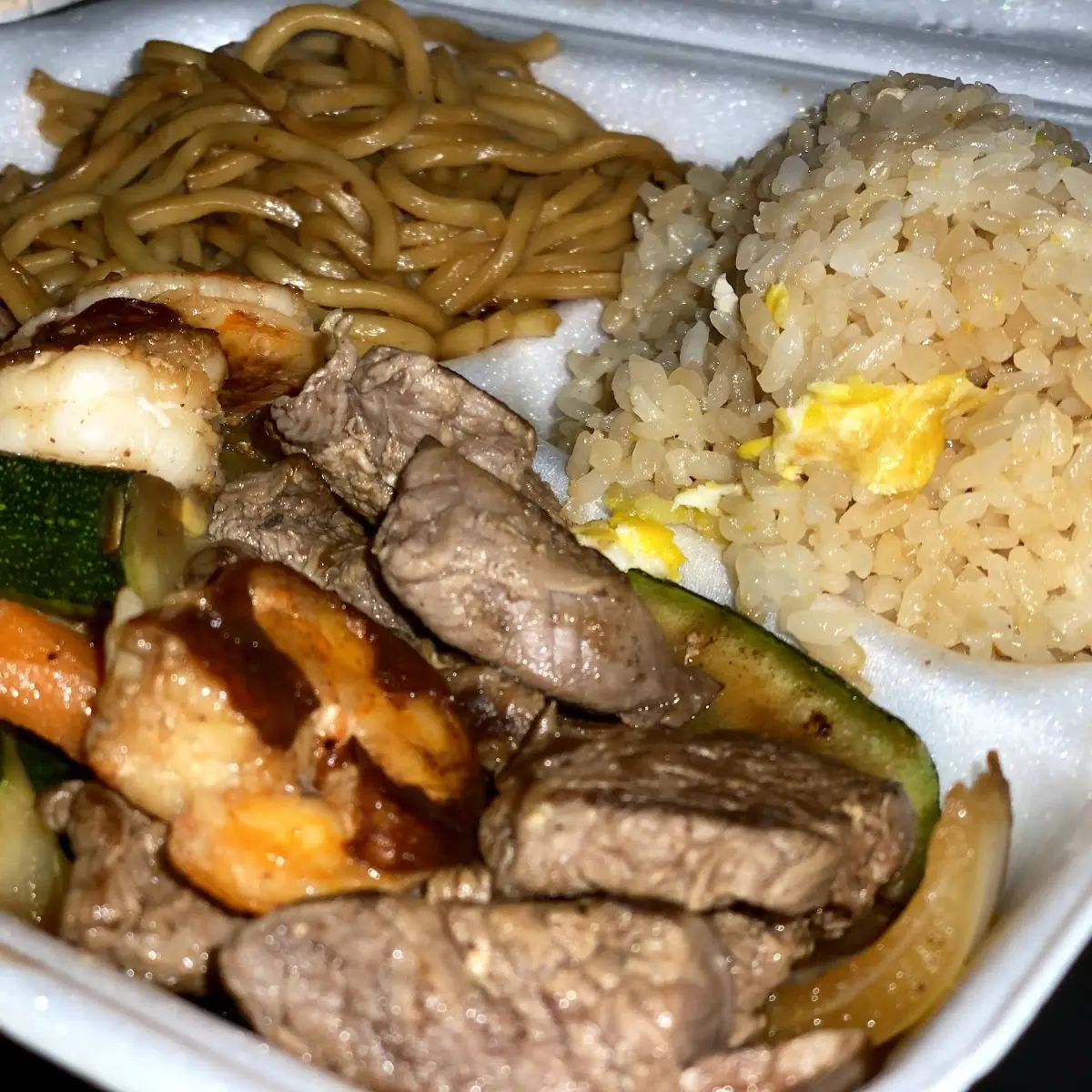 Steak and Shrimp with Lo Mein Noodles