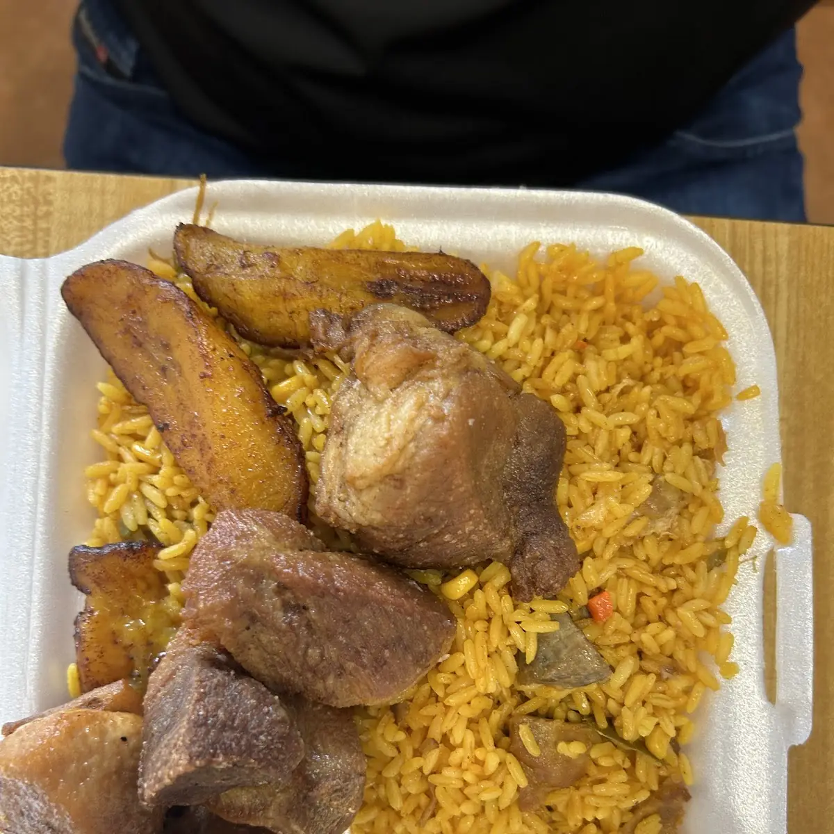 Fried Plantains Yellow Rice and Macitas