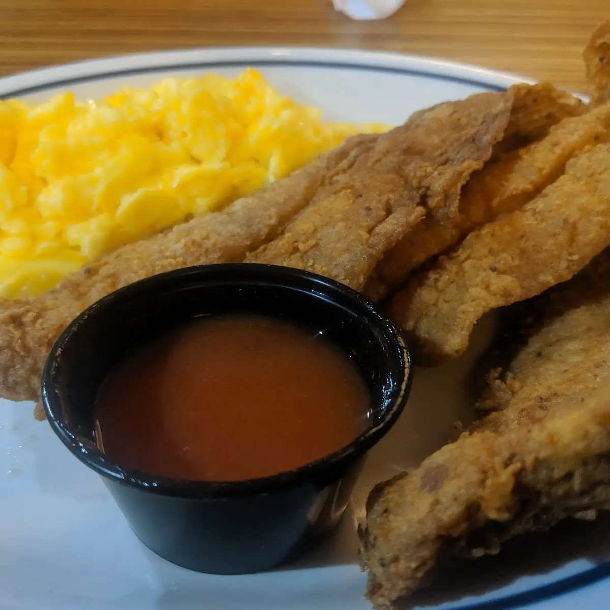 Fried Whiting and Grits with Eggs