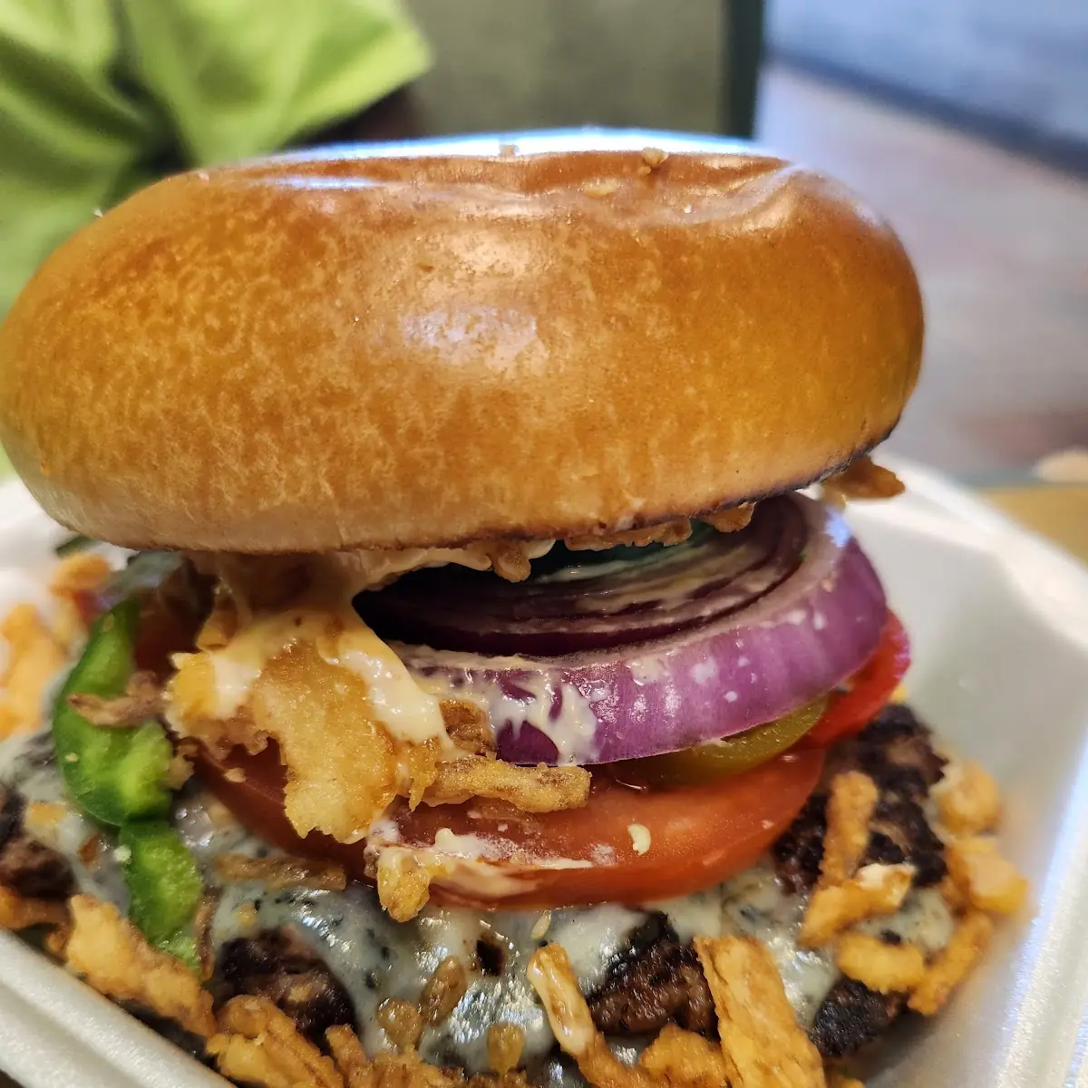 Deep Fried Onion Cheeseburger Deluxe