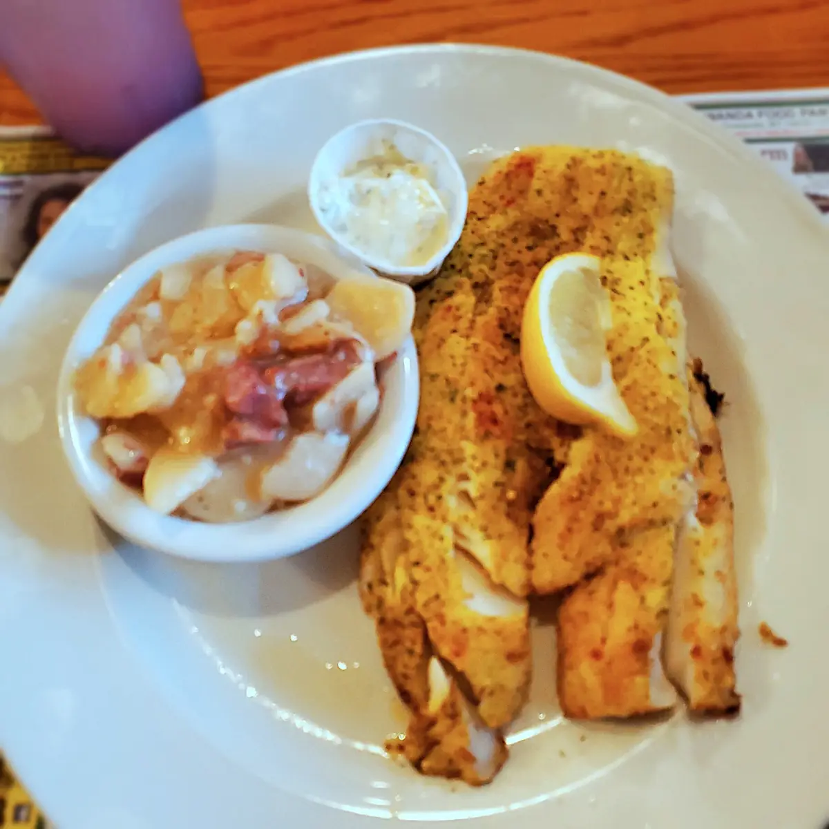 Broiled Lemon Pepper Haddock & Side German Potato Salad