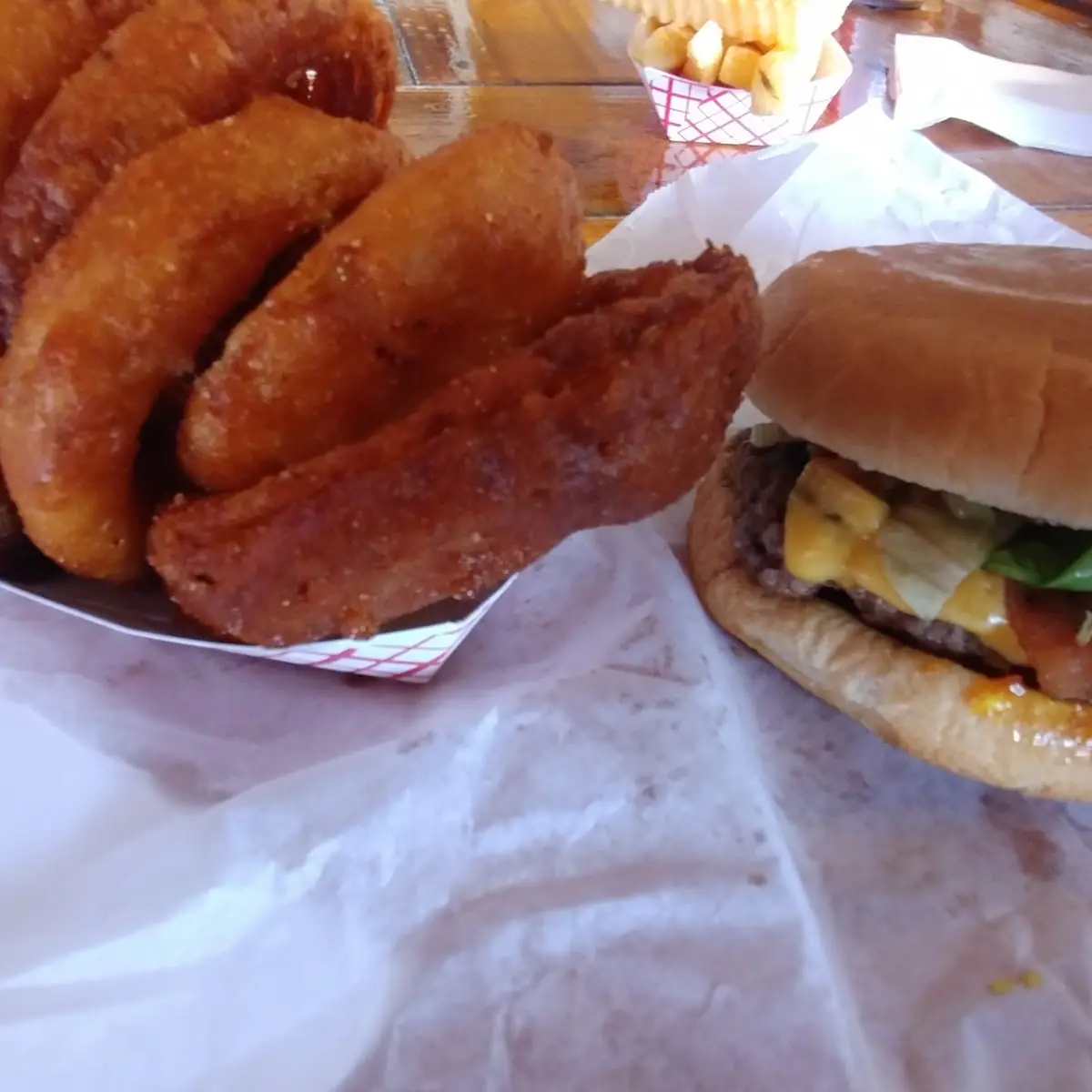 Garden Burger and Onion Rings