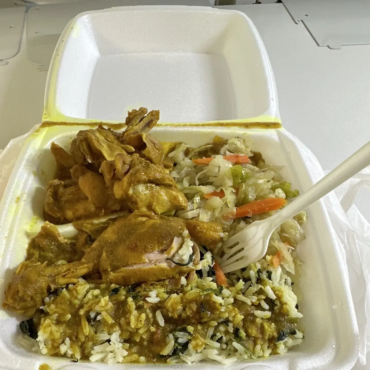 Curry Chicken Spinach Rice Cabbage