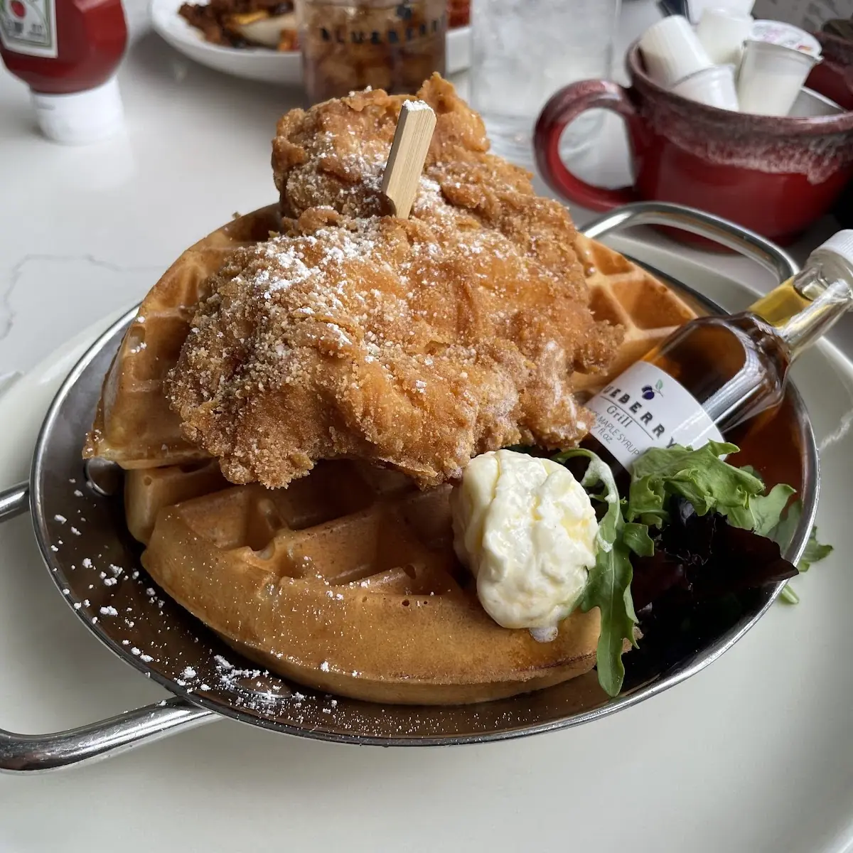 Chicken and Waffles with Syrup