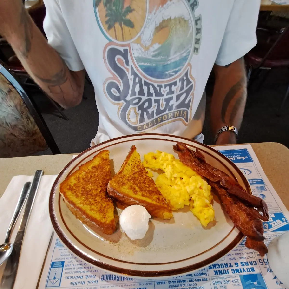 French Toast Scramble Eggs and Bacon