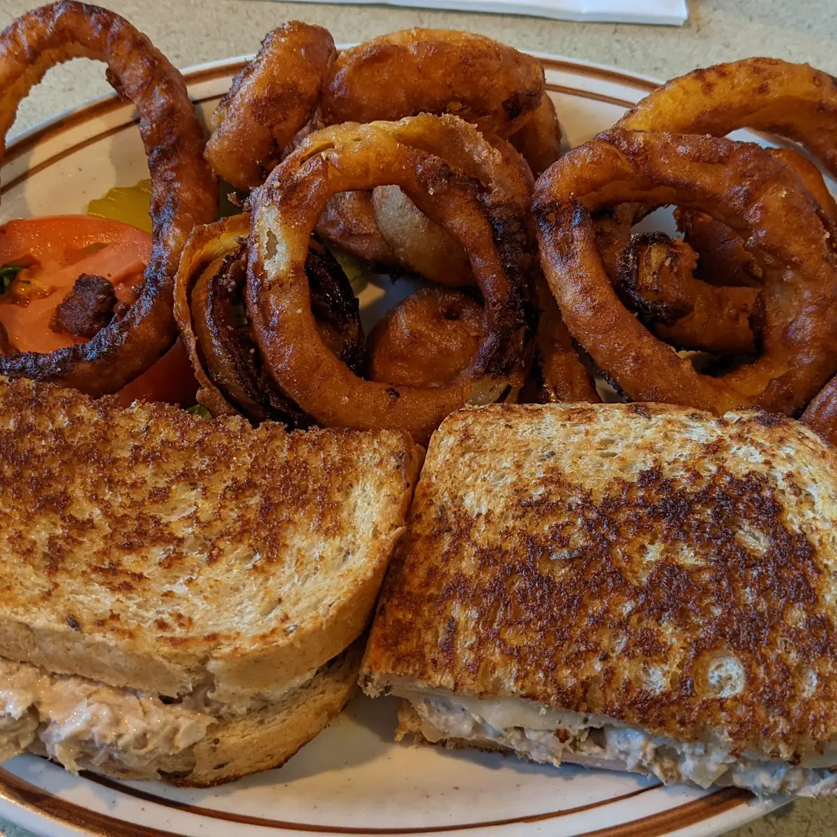 Tuna Melt with Onion Rings