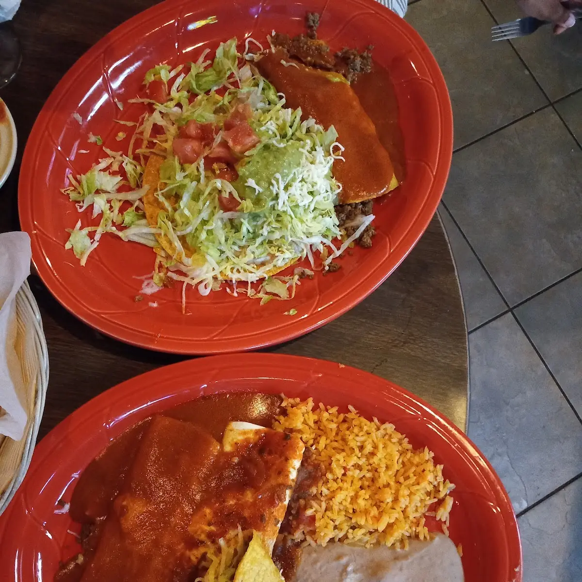 Chips and Salsa Enchilada Burritorefried Beans and Taco and Taco Salad