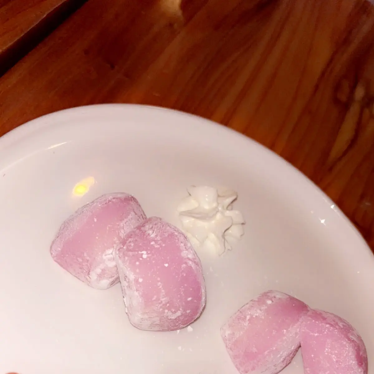 Strawberry Mochi with Whipped Cream