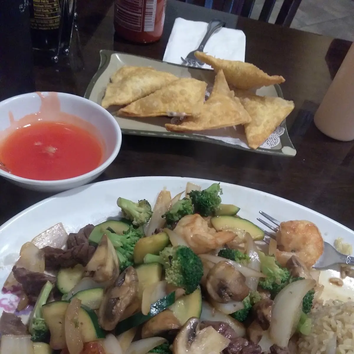 Steak and Shrimp Hibachi with Crab Rangoon