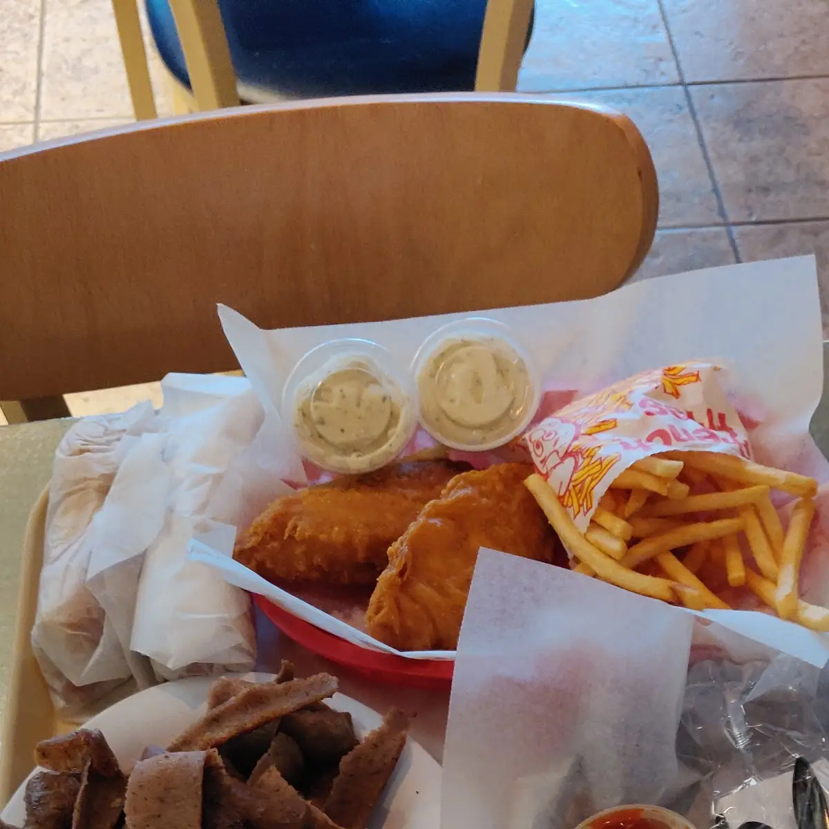 Gyros Plate and Beer Battered Fish