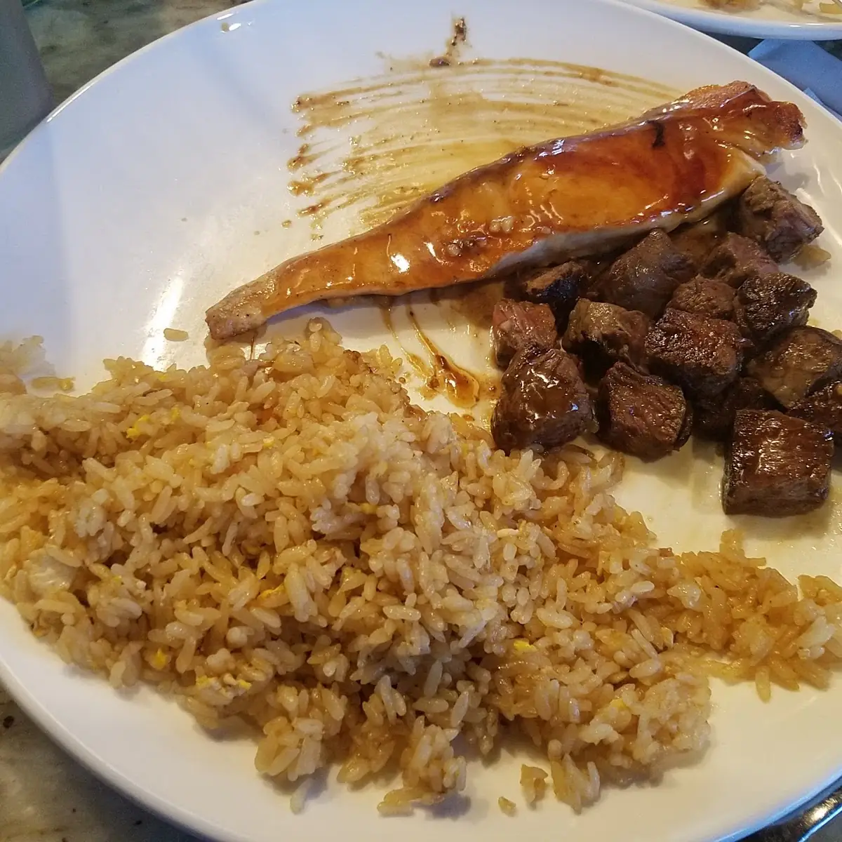 Filet Mignon and Salmon Teriyaki