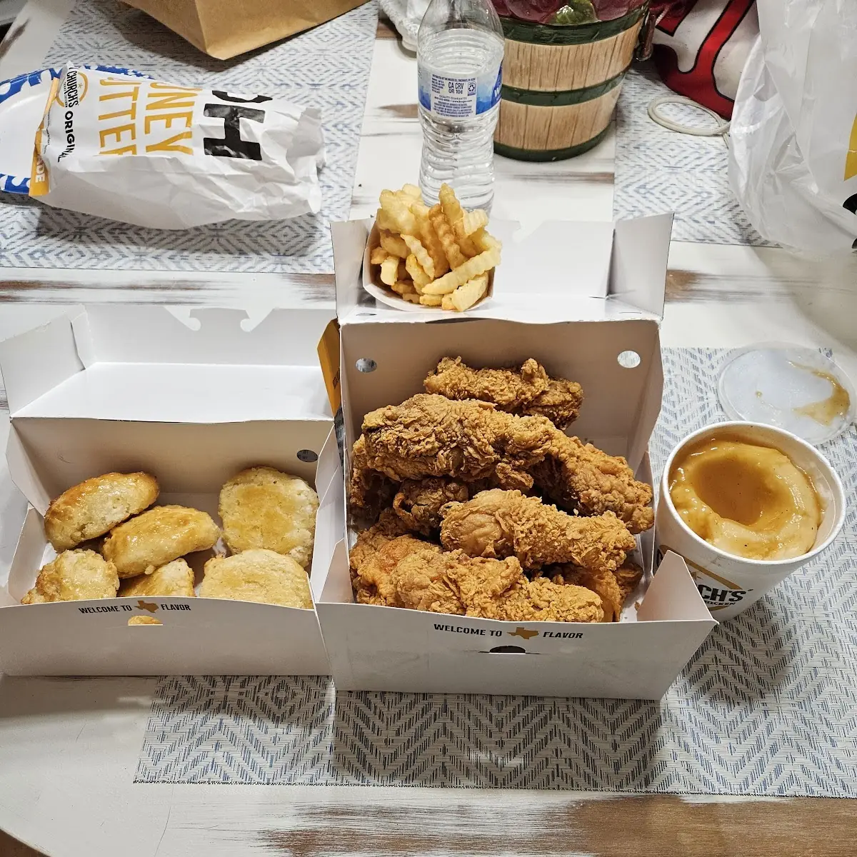 10 PC Family Meal with Honey Biscuits Mashed Potatoes and Gravy & French Fries