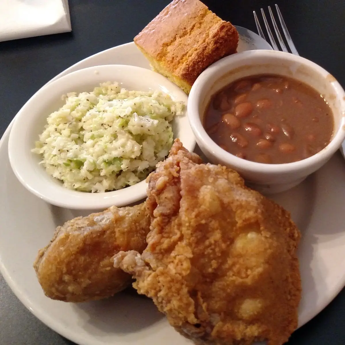 Fried Chicken Collard Greens Mashed Potatoes and Cornbread