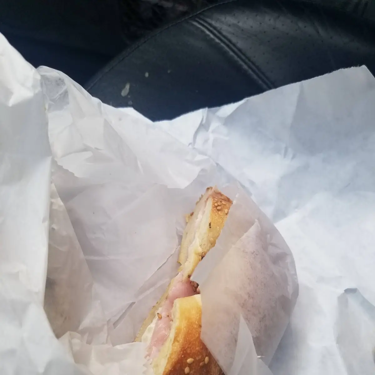 2 Slices of Ham on a Sesame Bagel