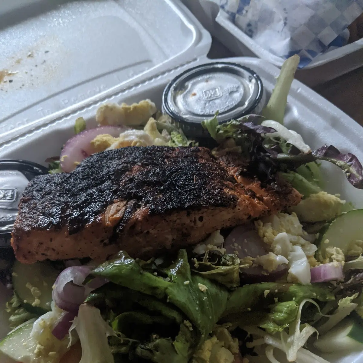 Blackened Salmon & Field Greens