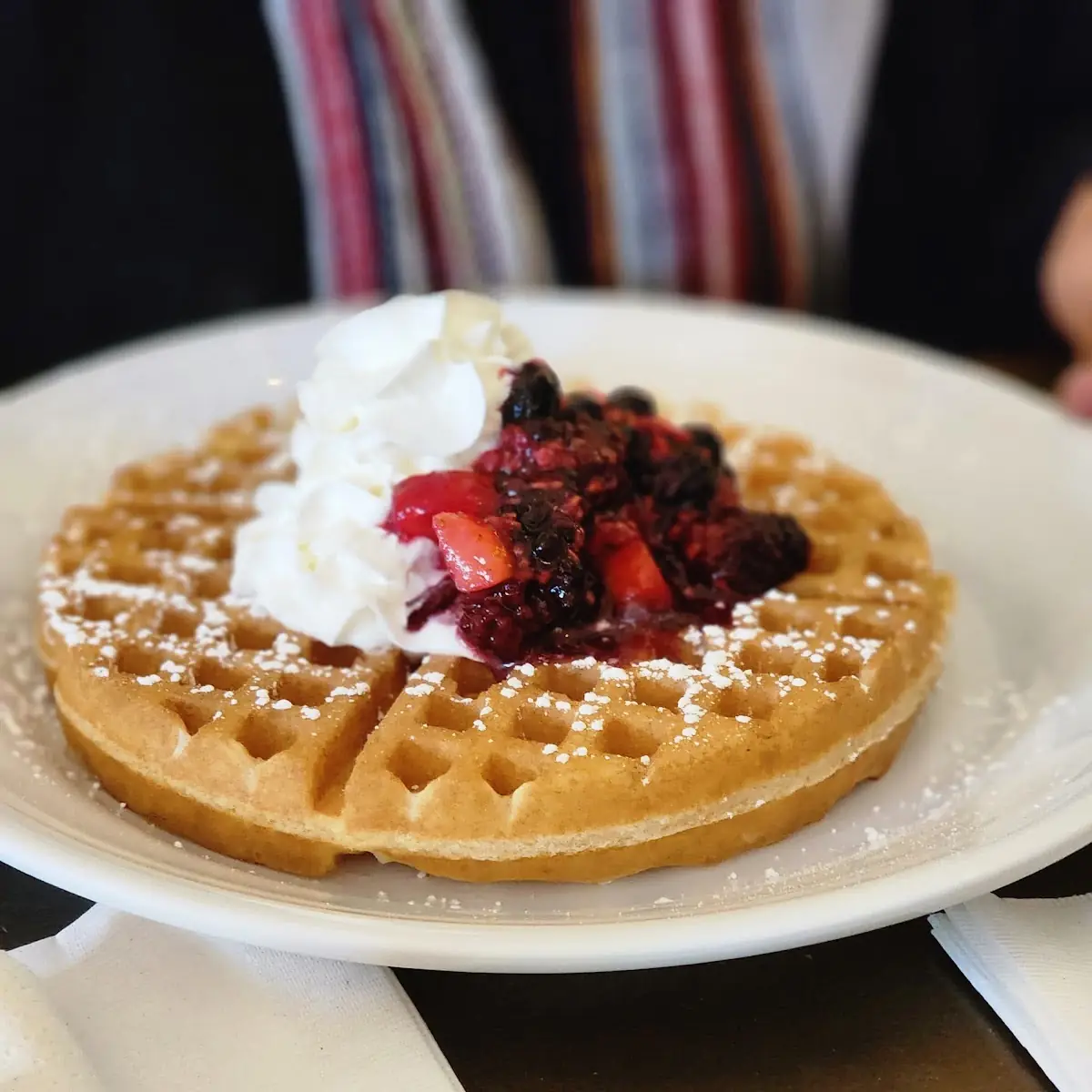 Chocolate Chip Waffle with Whipped Cream