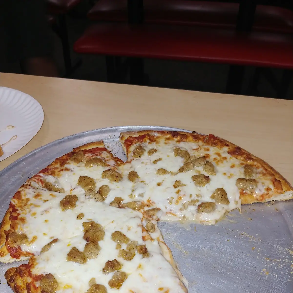 Medium Cheese Pizza Extra Cheese and Sausage