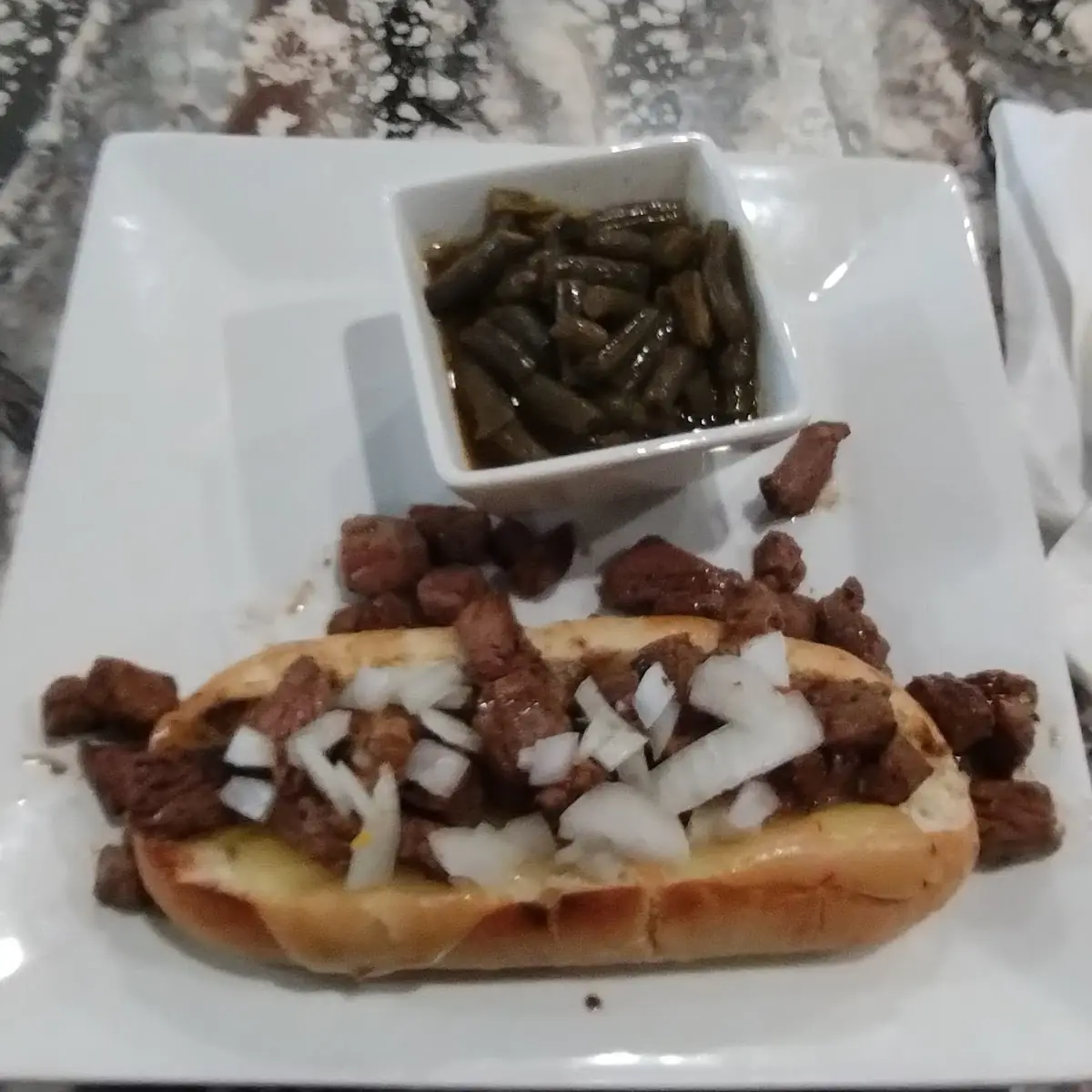 Philly Steak Sandwich & Green Beans