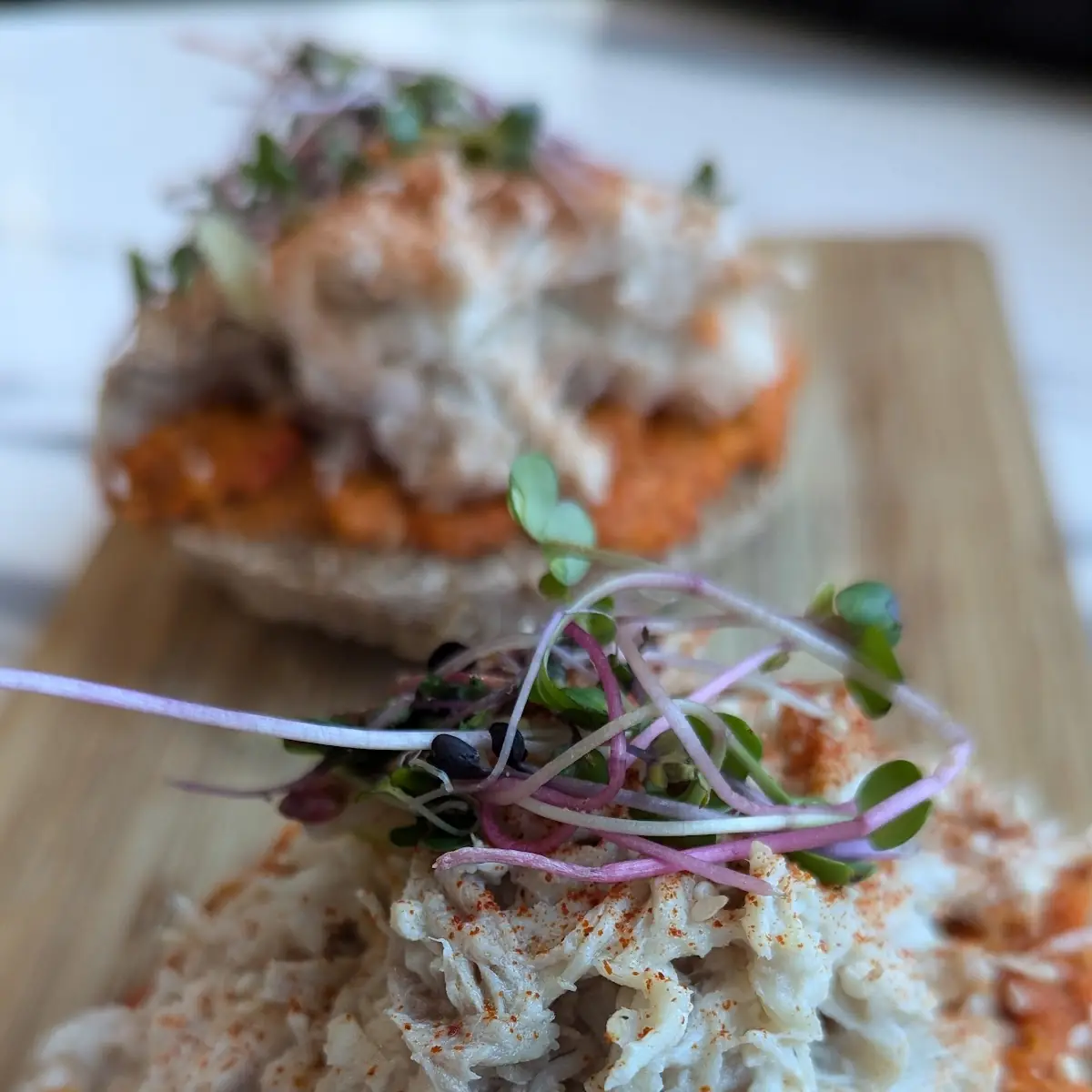 Red Pepper Hummus Chicken Toast