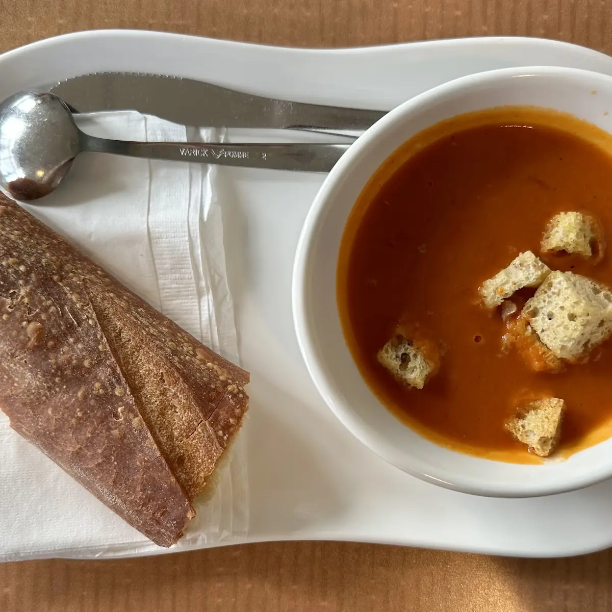 Creamy Tomato Soup with Baguette