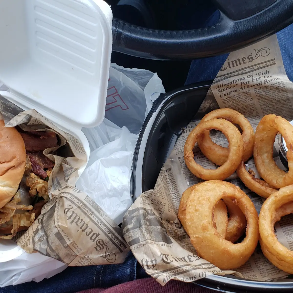 Dragon Burger with Onion Rings