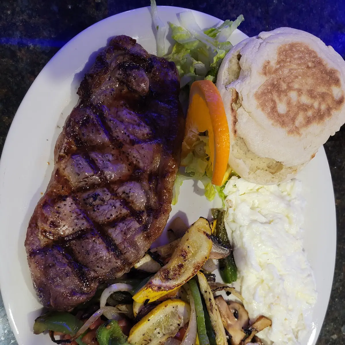 Egg Whites Mix Vegetables and Sirloin Steak