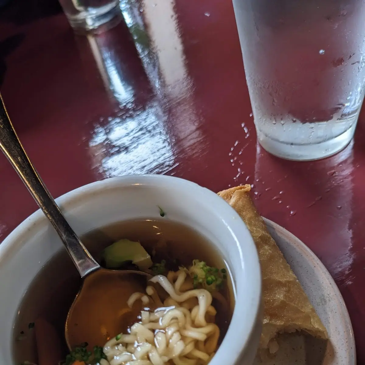 Beef Ramen Soup Spring Rolls Appetizer Came with Meal