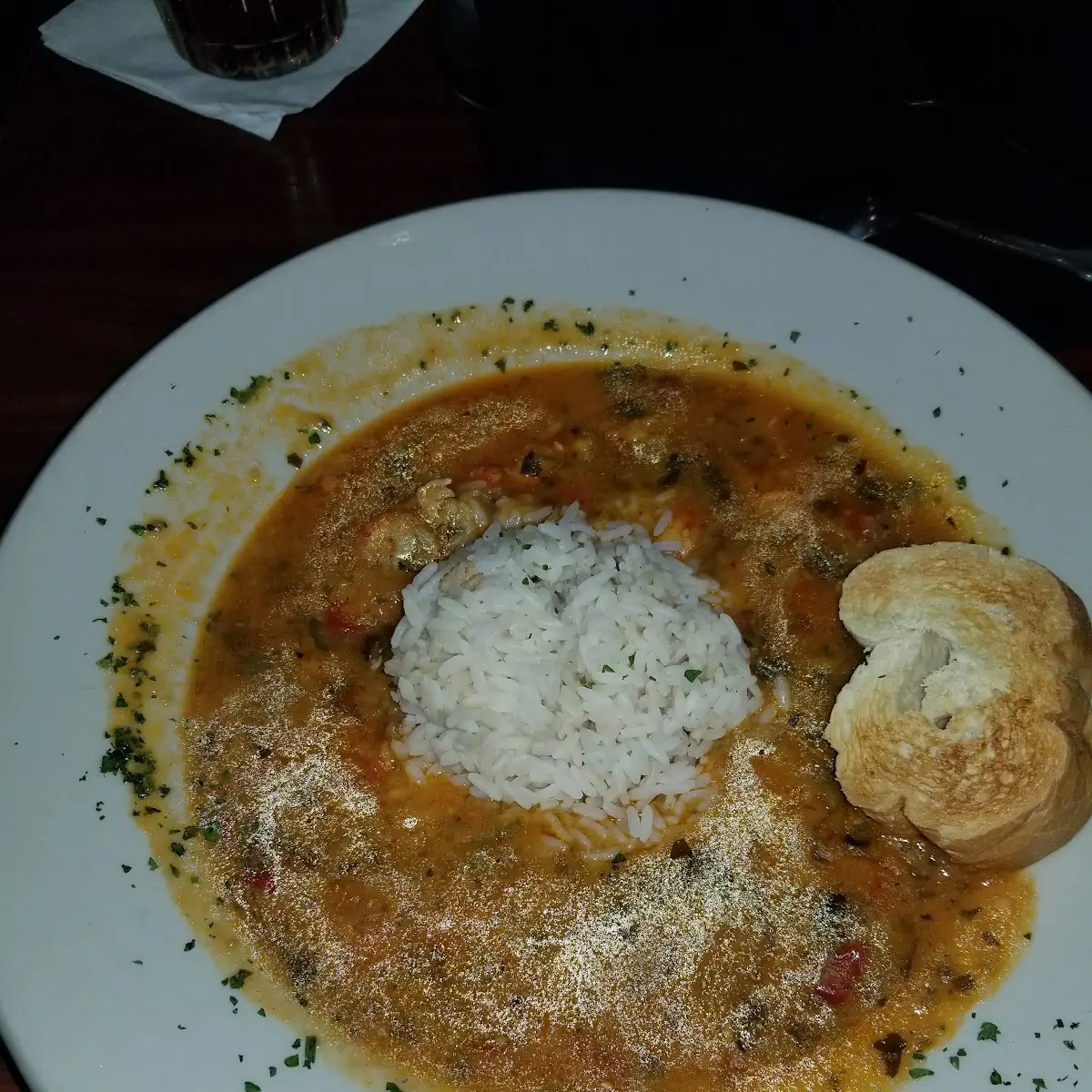 Shrimp Creole and a Miller Lite