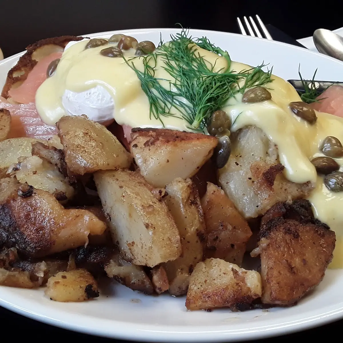 Smoked Salmon Benedict with Capers and Dill