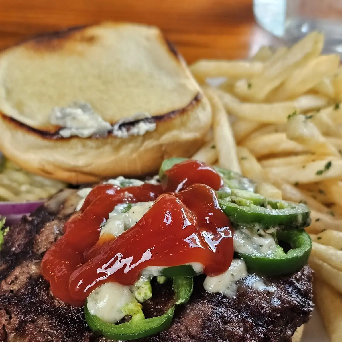 BYO Burger Blue Cheese Jalepenos