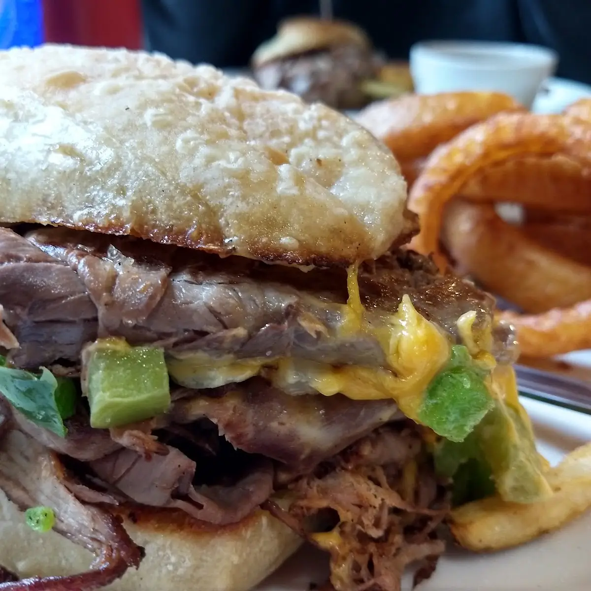 Philly Cheese Steak and Onion Rings