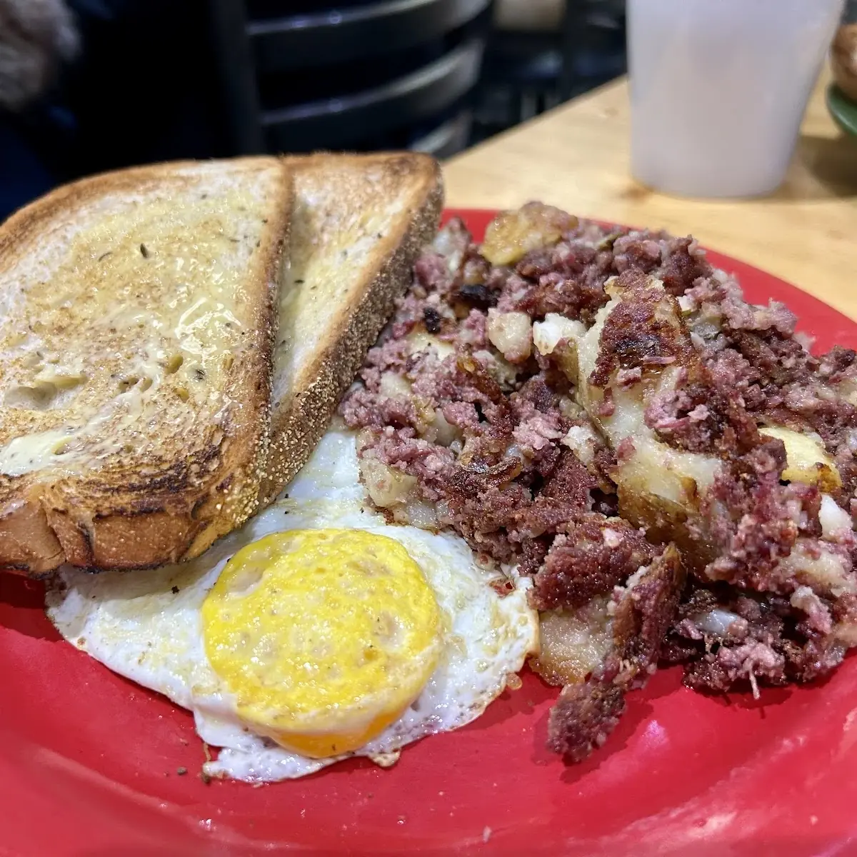 Corned Beef Hash Eggs and Toast