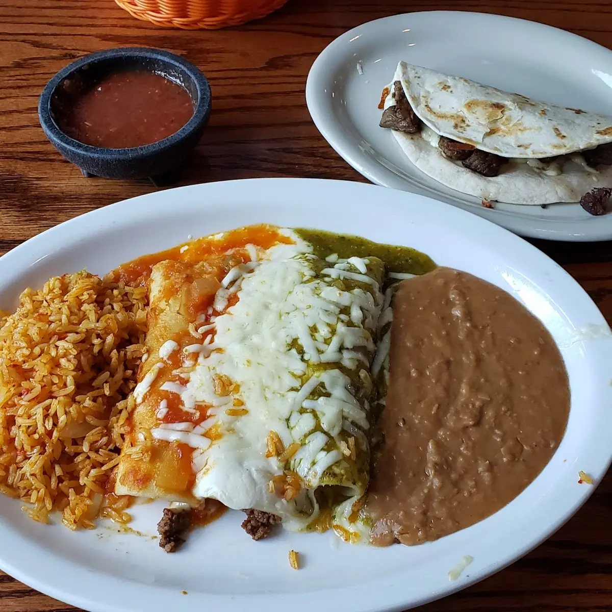 3 Enchilada Dinner with Steak Quesadilla