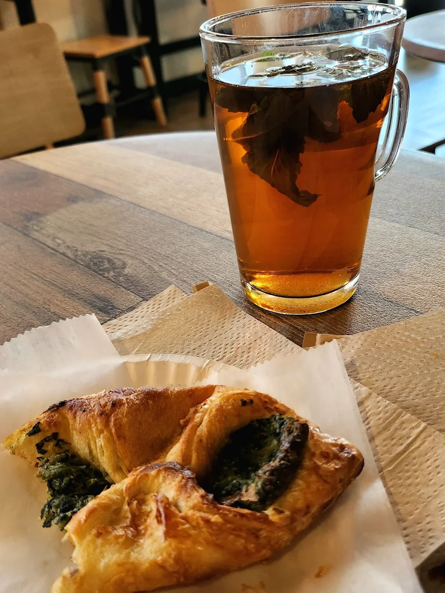 Moroccan Mint Tea and Spinach Cheese Croissant