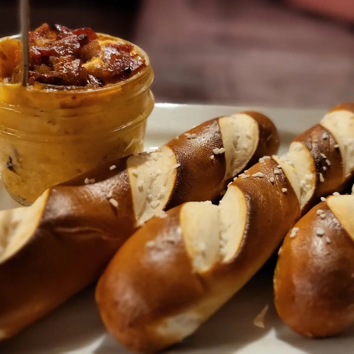 Soft Pretzels Pub Cheese Bacon Jam