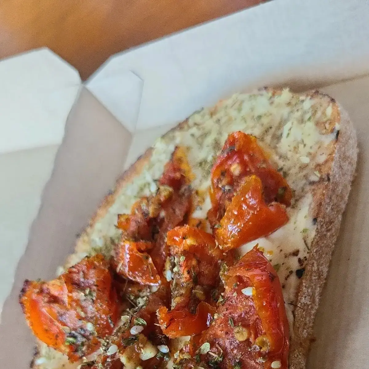 Roasted Tomato Hummus Toast