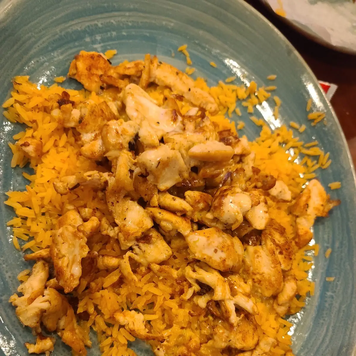 Fried Rice with Chicken and Cheese Sauce