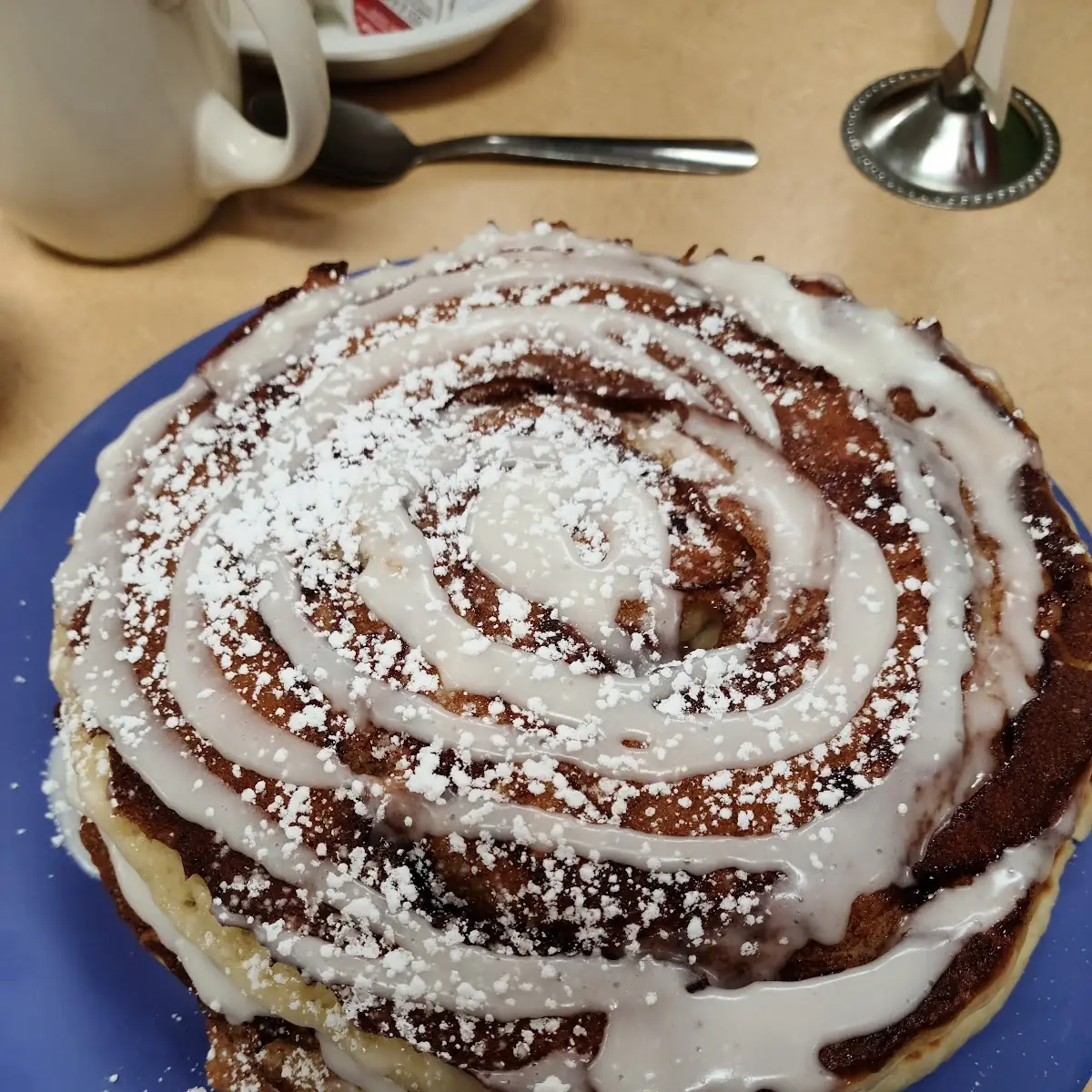 Cinnamon Roll Pancakes with Icing